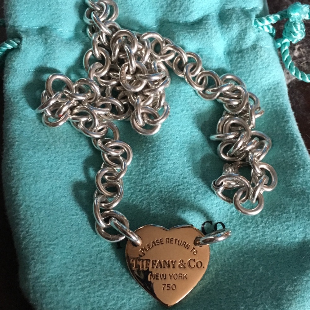 Tiffany & Co RTT 18k Heart & silver chain Necklace